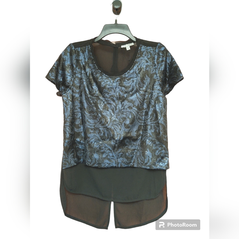 NEW Alberto Makali Sequins/Sheer Top Size M